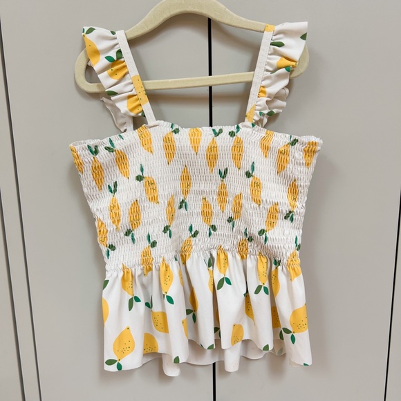 HANNA ANDERSSON Lemon smocked swim top tank peplum sz US 12 / 150cm - Picture 2 of 12